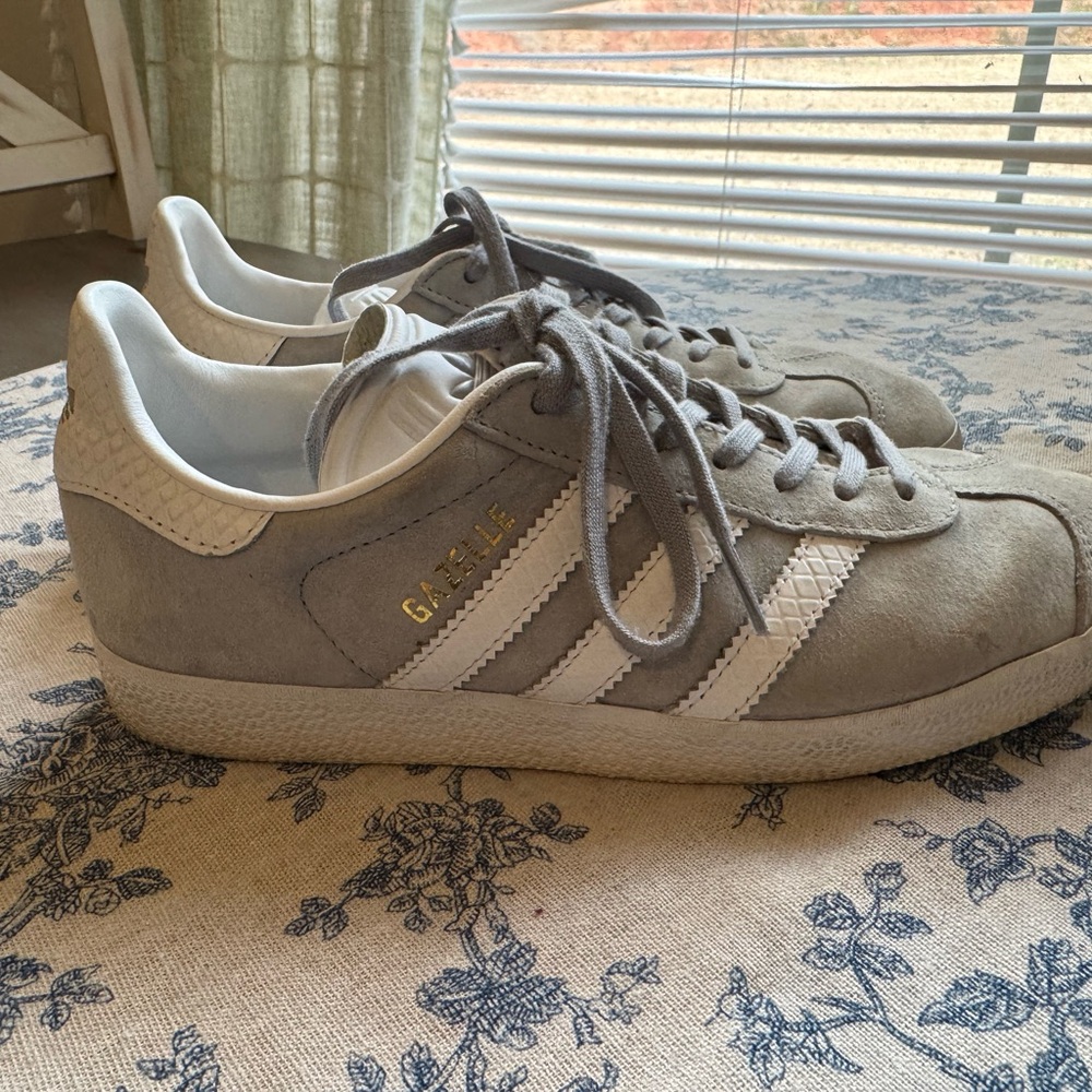 Adidas Gazelle Gray and White Sneakers